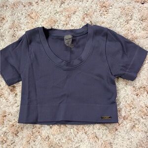 YoungLa Ribbed Blue Cropped Tee XS
